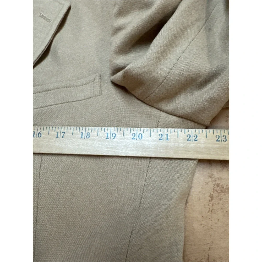 Tan Brown Gold Button Flannel Wool Blazer Stanley Blacker Academia Jacket Sz 42S